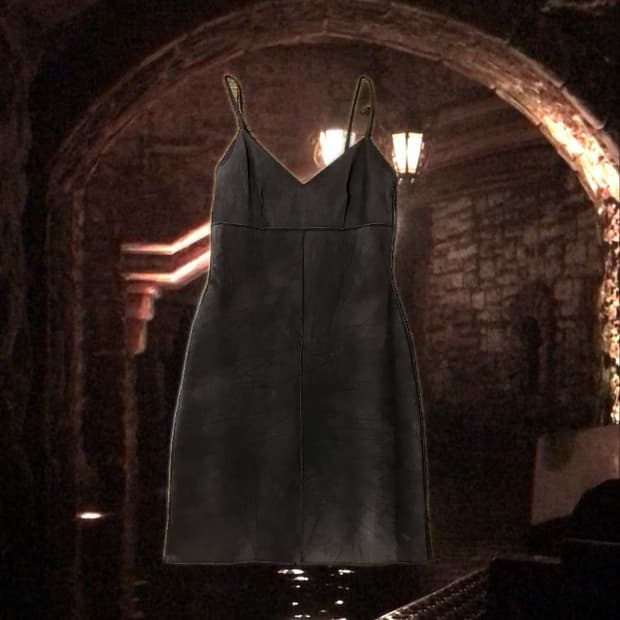 빈티지 펑크 y2k 그런지페어리 가죽 레더 스웨이드 원피스