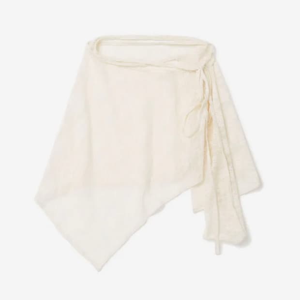 밀로우먼 어시메트릭 레이스 랩 스커트 아이보리