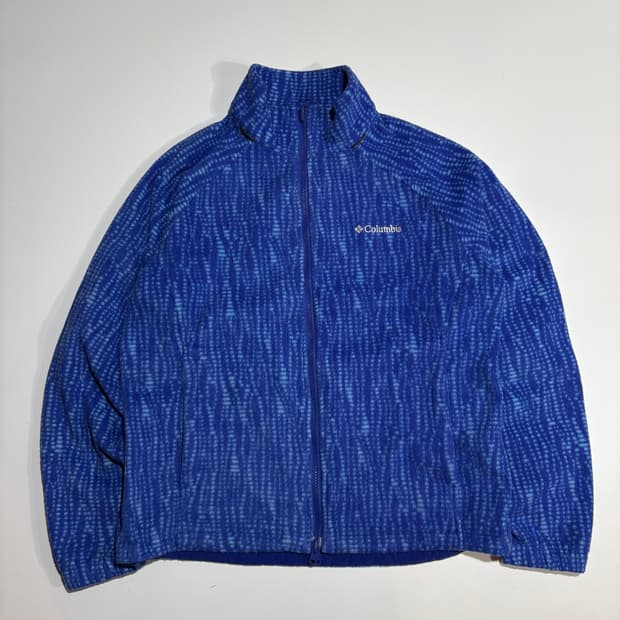 컬럼비아 블루 패턴 플리스 투웨이 집업 자켓