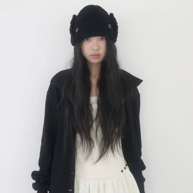 버트니 buttony ear muff beanie (black) 