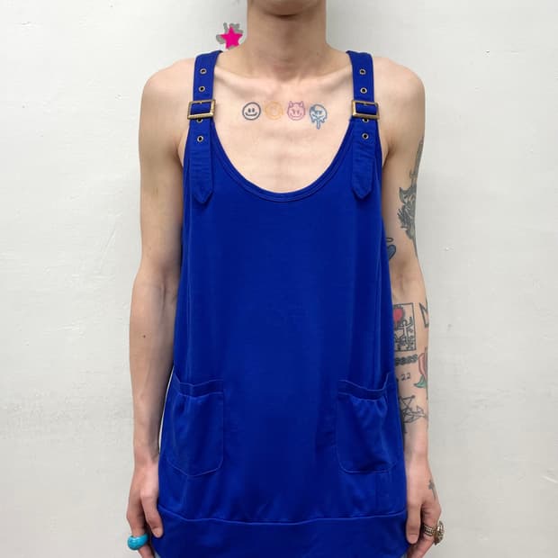 Cobalt blue strap pocket sleeveless