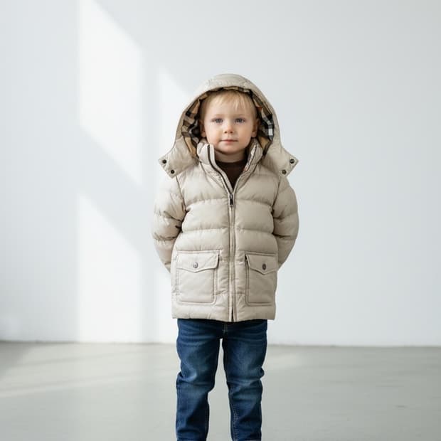 버버리 키즈 노바체크 라이트베이지 패딩(4세)