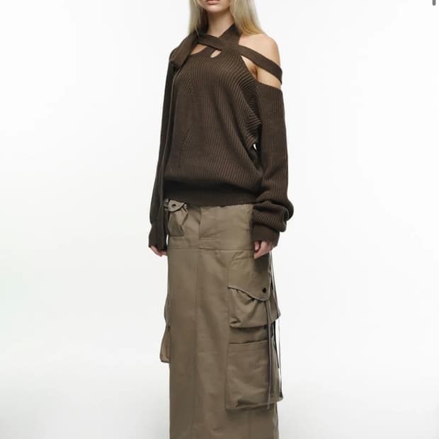 나체 STRAP CARGO MAXI SKIRT VINTAGE BEIGE