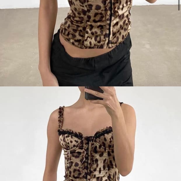 갸루 y2k 레오파드 코르셋 탑