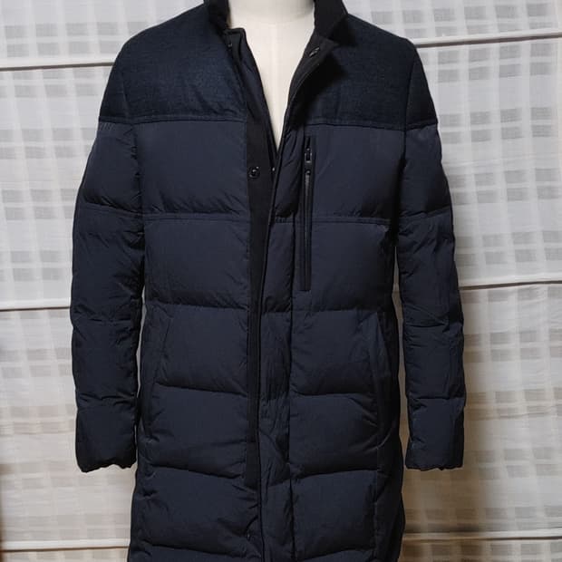 (한섬) 타임옴므 네이비 구스다운 패딩 코트 100