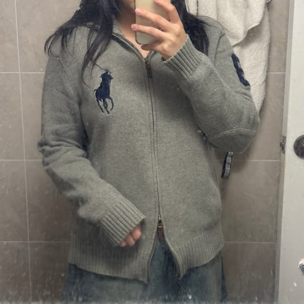 대대대장) 폴로 랄프로렌 빅포니 넘버 3 그레이 니트집업