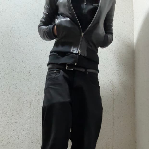 리튬 옴므 램스킨 하이넥 레더가죽 자켓