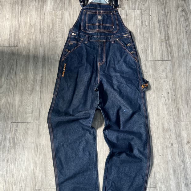 Karl Kani 칼카니 올드스쿨 빈티지 인디고 생지 데님 롤업 멜빵 