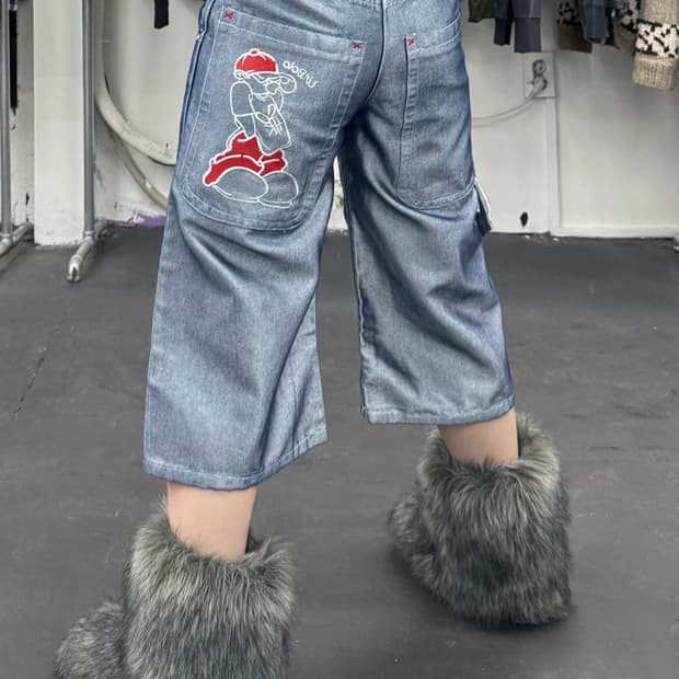 SOHN 메탈릭 실버 데님팬츠