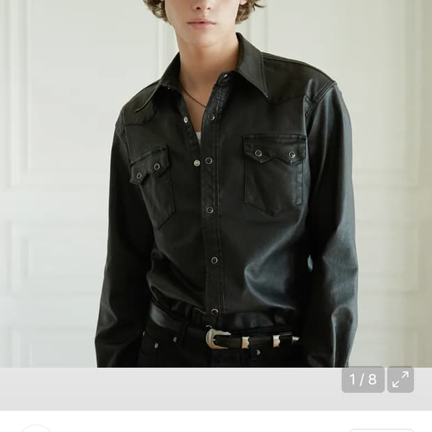 100 L) 세비지 레더 코팅 웨스턴 셔츠