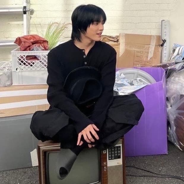 [XL] 크롬하츠 세메터리 크로스 헨리넥 와플 니트 블랙