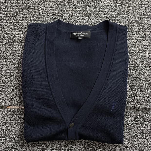 90s YSL 입생로랑 자수로고 아카이브 미니멀 가디건 2020