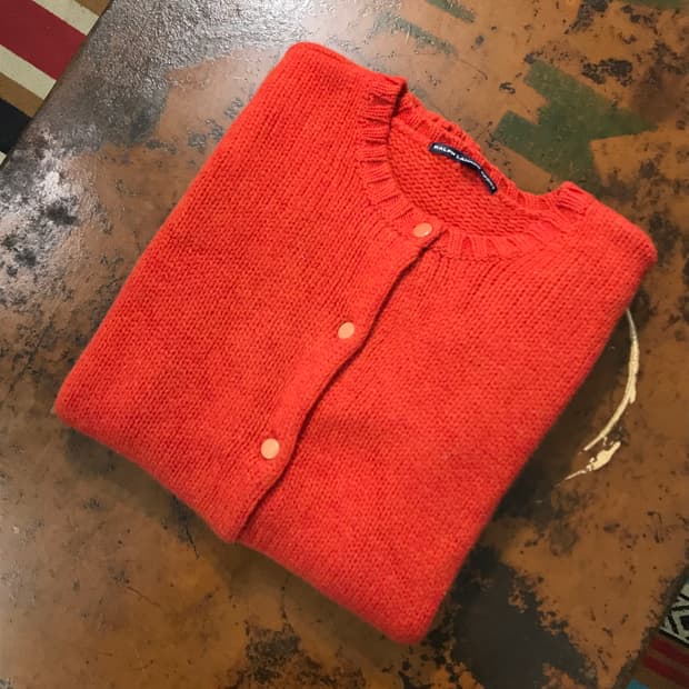 폴로랄프로렌 다크 오렌지 헤비 울 라운드넥 가디건 여성 55 