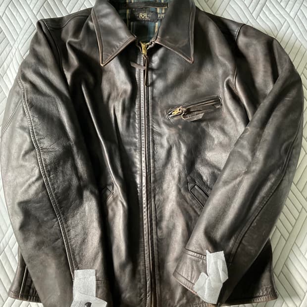 RRL Lynton Moto Leather Jacket 뉴스보이 M