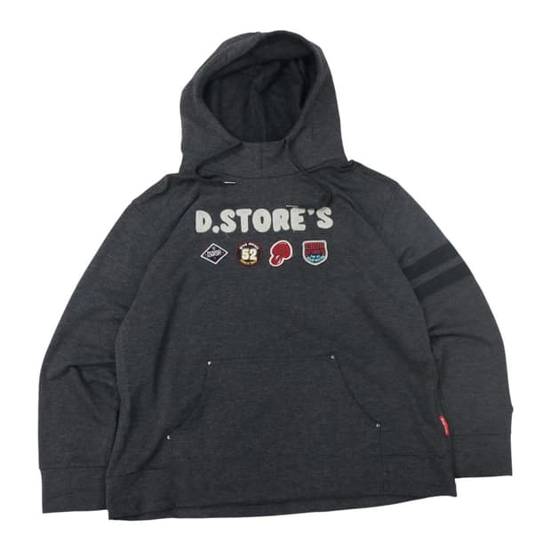 Drug Store's 드러그스토어 빈티지 패치 와펜 차콜 후드티셔츠