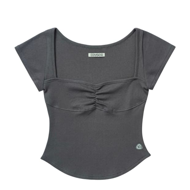 코이세이오 PUNCHING SHIRRING TOP CHARCOAL