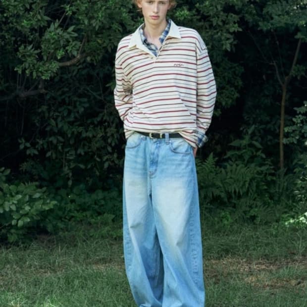 노운 연청 코듀로이 와이드커브드진 팝니다