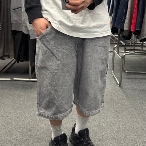 34) ENYCE 그레이 카펜터 워크팬츠 데님 반바지 쇼츠