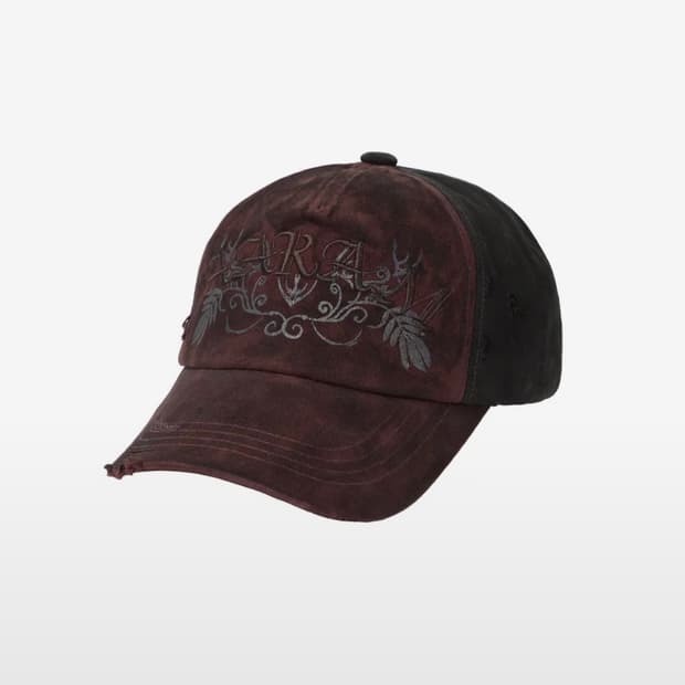 아캄 모자 VTG Washed Damage Ball Cap (Wine)