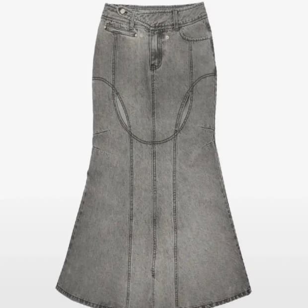 오호스 머메이드 슬릿 데님 스커트 그레이 2사이즈
