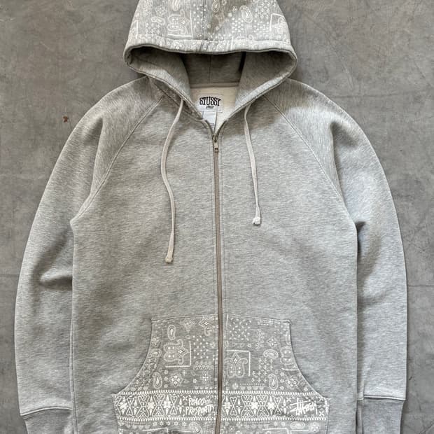 Stussy 스투시 00‘s 페이즐리 그레이 후드 집업 