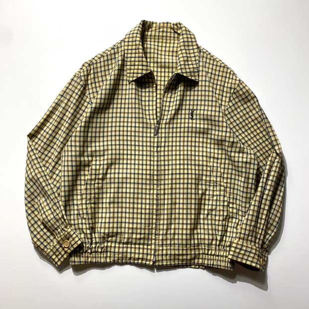 [95] 90s YSL 입생로랑 체크 블루종 자켓