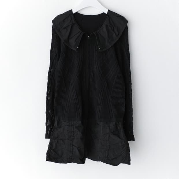 hiroko koshino) collar pattern zip-up