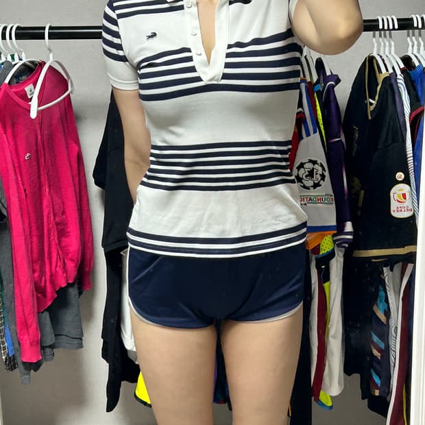 라코스테 스트라이프 화이트 카라티
