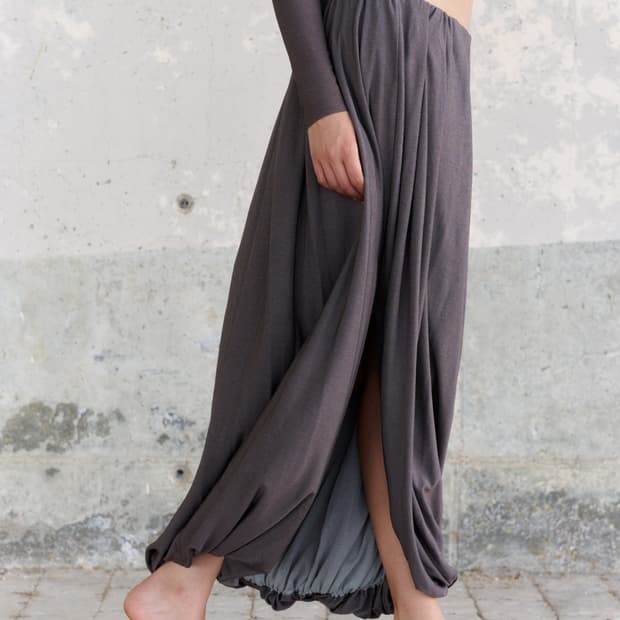 퍼스널 랭귀지 cascade 스커트 -차콜 브라운