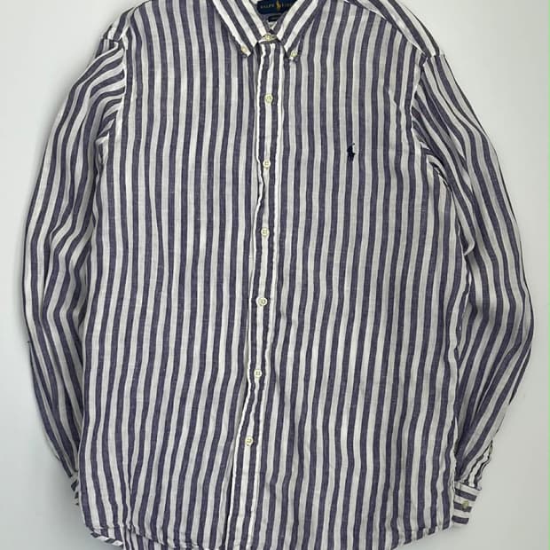 [L] 폴로 랄프로렌 신형 큐알 클래식핏 스트라이프 린넨 셔츠