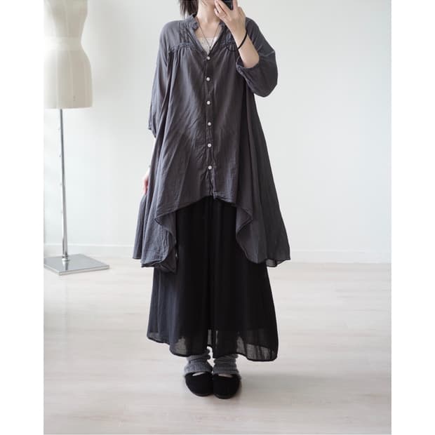 Charcoal Flowy V-Neck Blouse
