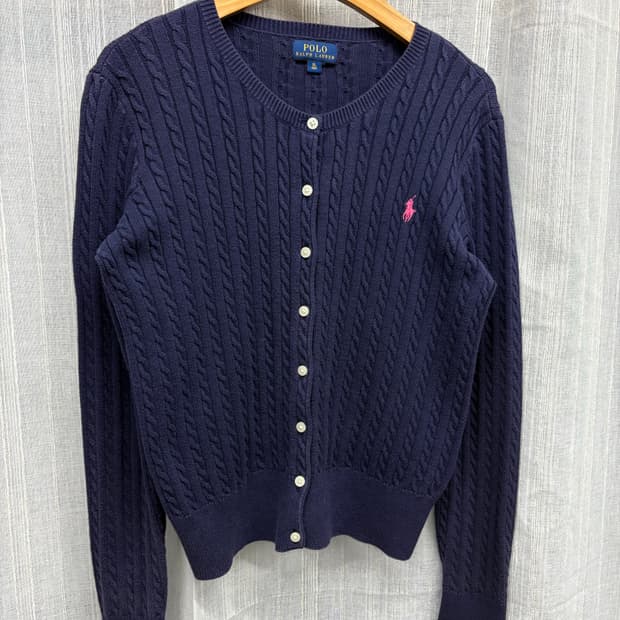 폴로 랄프로렌 네이비 케이블 니트 가디건