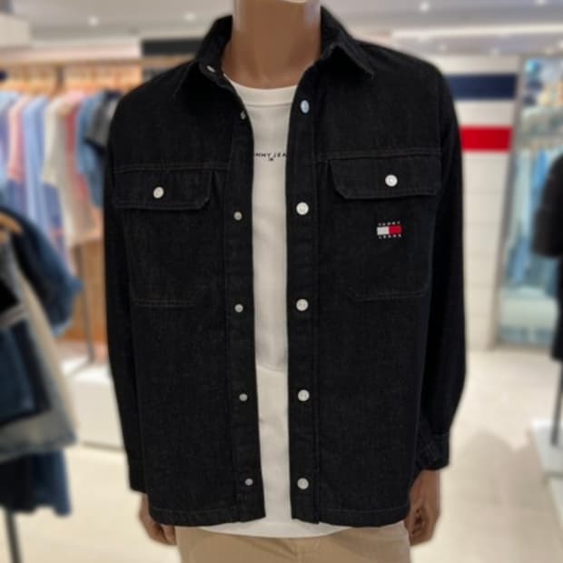 [새상품] 타미진스 흑청 블랙 데님 셔켓 자켓