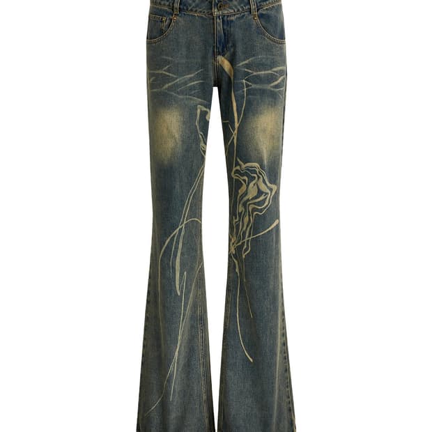 retro burn denim pants