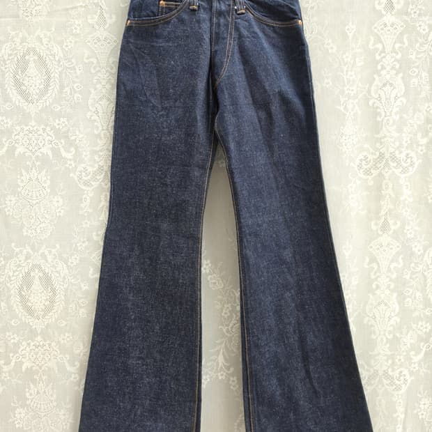 70s 빅 스톤 벨보텀 데드스탁 콘밀 원단