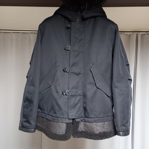 시스템옴므 양가죽 배색 라쿤 퍼 파카