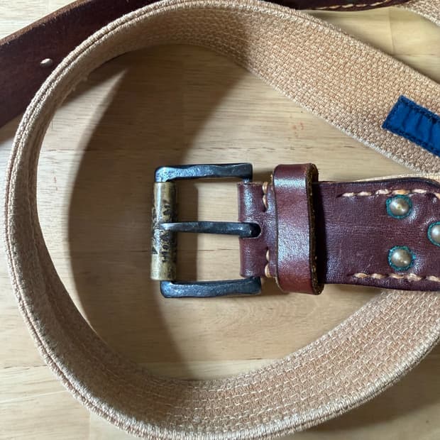 Old Kapital 캐피탈 레더 캔버스 벨트