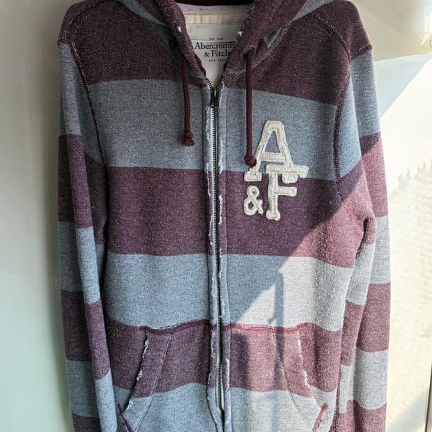 아베크롬비 와인색 기모 후드집업