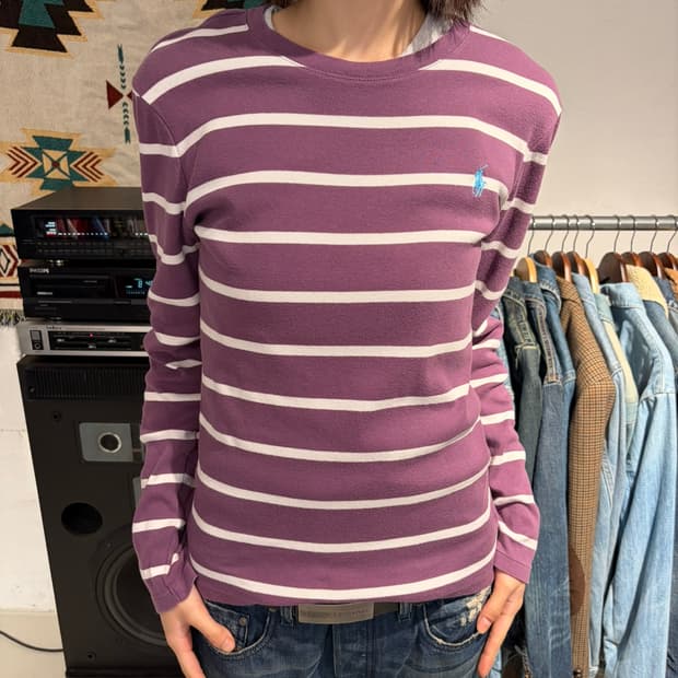 Ralph Lauren Sport 퍼플 스트라이프 슬림핏 니트