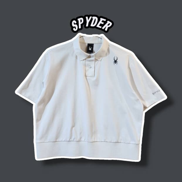 S/ 스파이더 반팔 숏 카라티 화이트 /0612