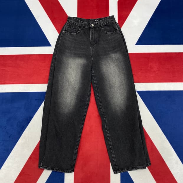 빈티지 와이드 흑청데님팬츠 여성M 