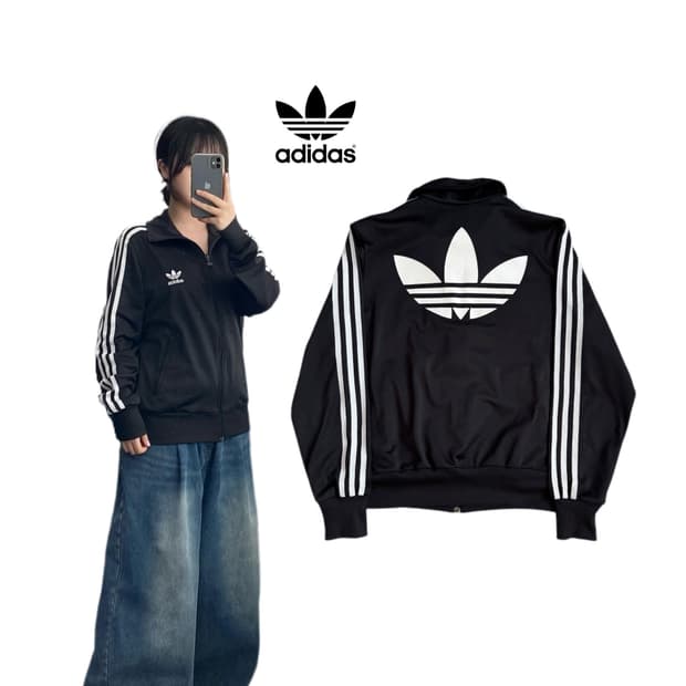 아디다스 빅로고 파이어버드 트랙탑 져지 블랙