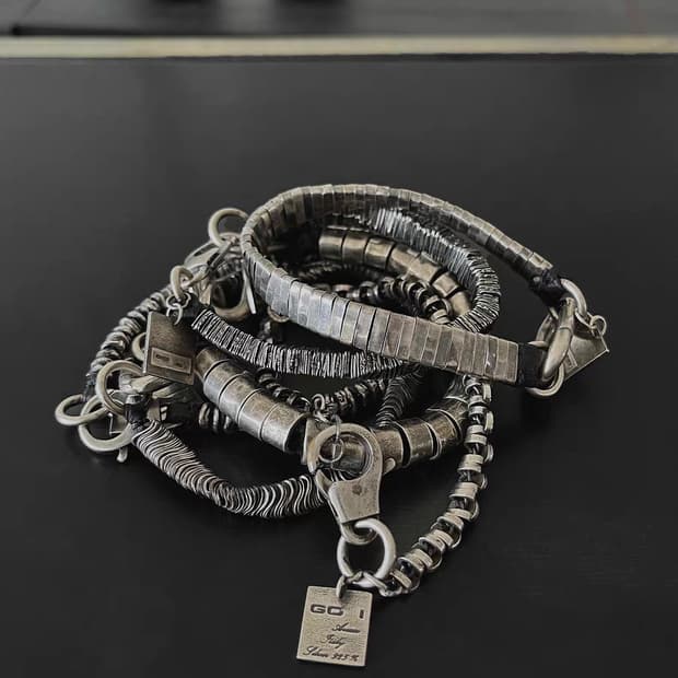 Oceanora 다크 고딕 핸드메이드 925 실버 헤비 팔찌