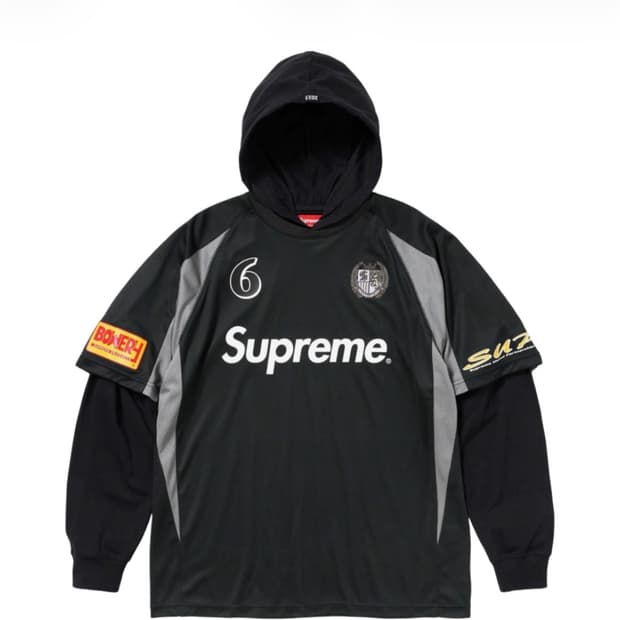 슈프림 후드 사커 저지 블랙 xl 새상품