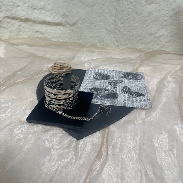 빈티지 웨이브 다층 반지 연결 팔찌