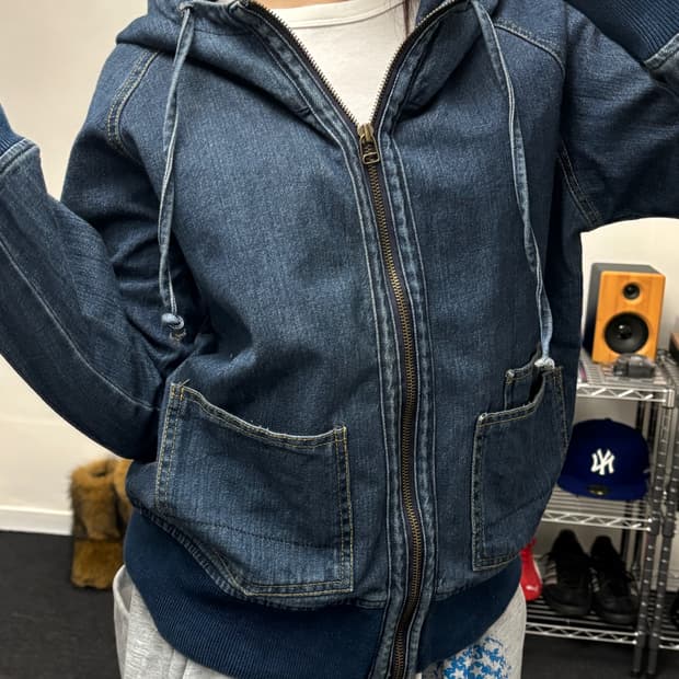 올드 빈티지 데님 후드집업 자켓
