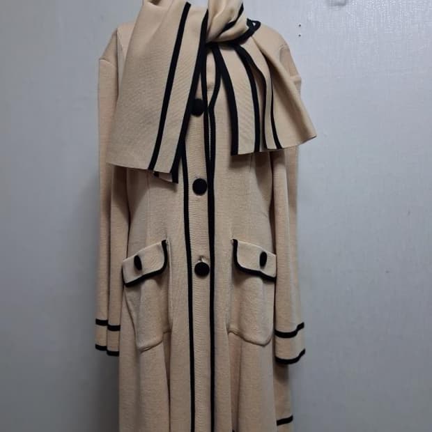 일본구제  PRIVATE MENU 옐로우 고급순모니트원피스 머플러세트66