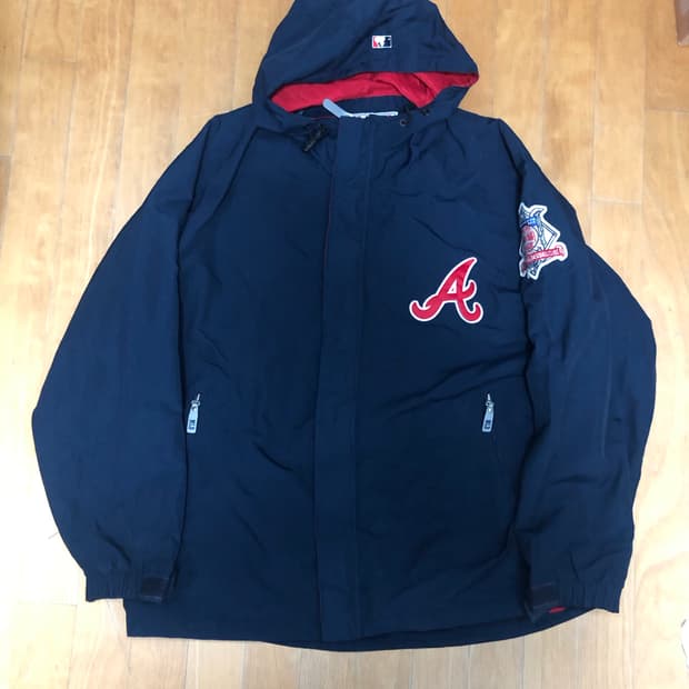 MLB 애틀랜타 바람막이 네이비 후드 자켓 점퍼 100