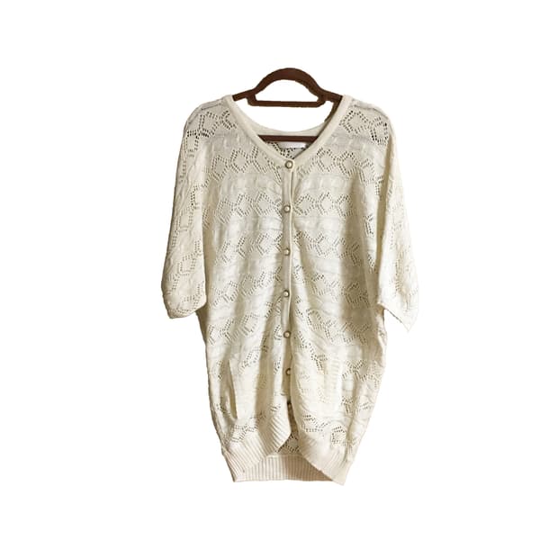 뮤트아이보리 글리터 크로셰 가디건 원피스 