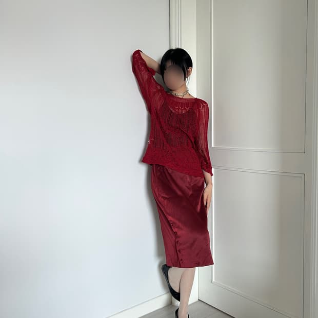 Red Crochet Knit  Top / 빈티지 크로셰 니트